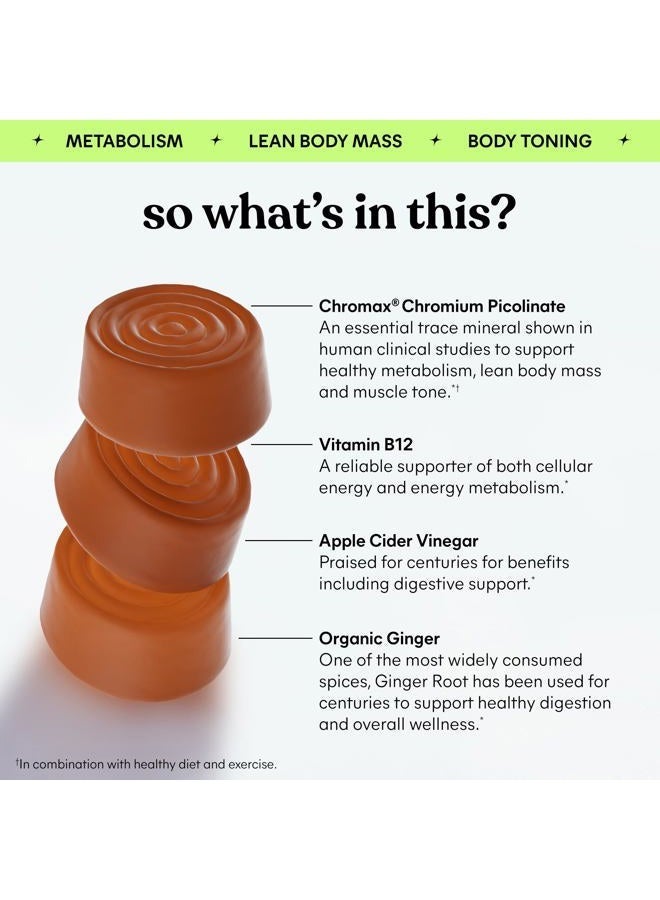 Lemme Tone Metabolism Gummies, Apple Cider Vinegar, Clinically Studied Chromium, B12, Ginger, Promote Lean Body Mass, Watermelon Apple Flavor (30 Day Supply) Packaging may vary - Image 4